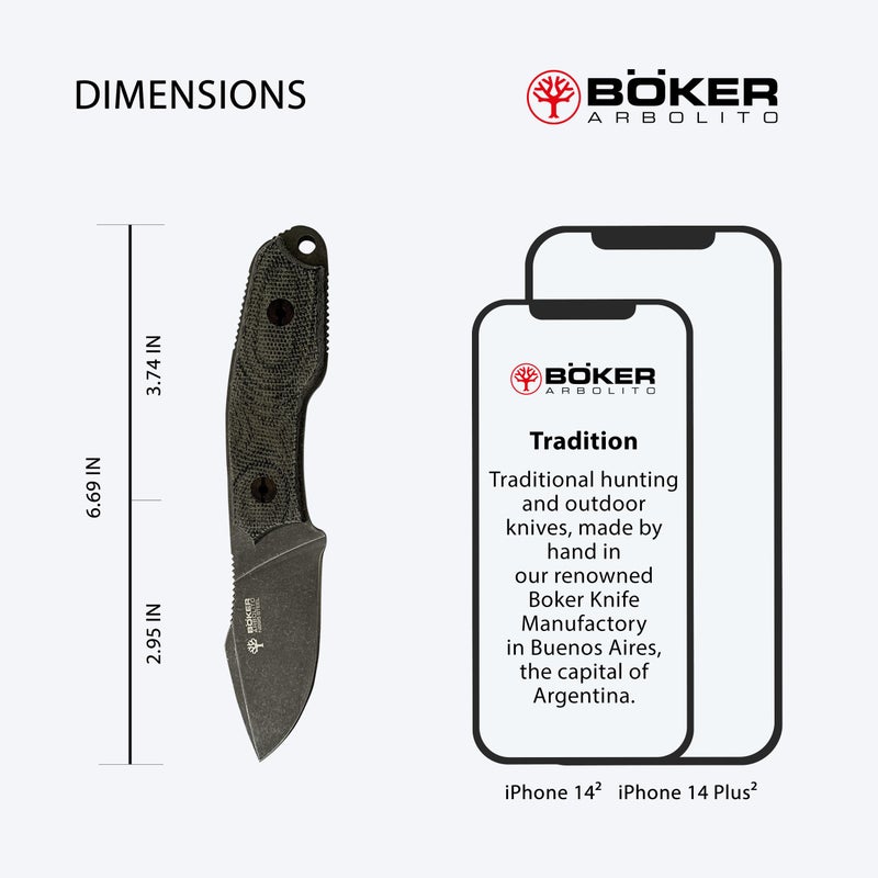 BÃ¶ker Boker Arbolito 02BA371M El Heroe Micarta Fixed Blade Knife with 3 in. Bohler N695 Steel Blade - Image 5
